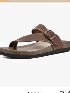 White Mountain Leather Carly Thong Sandal Boho Cork Footbed Size 10